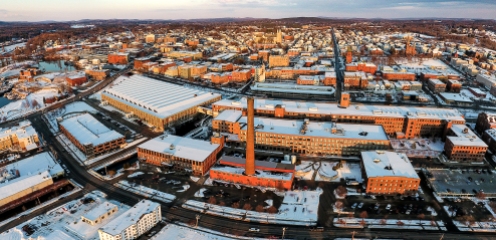 A fresh blanket of snow covers Lewiston in this panoramic photo taken from the air above Simard-Payne Memorial Park in Lewiston Wednesday afternoon.